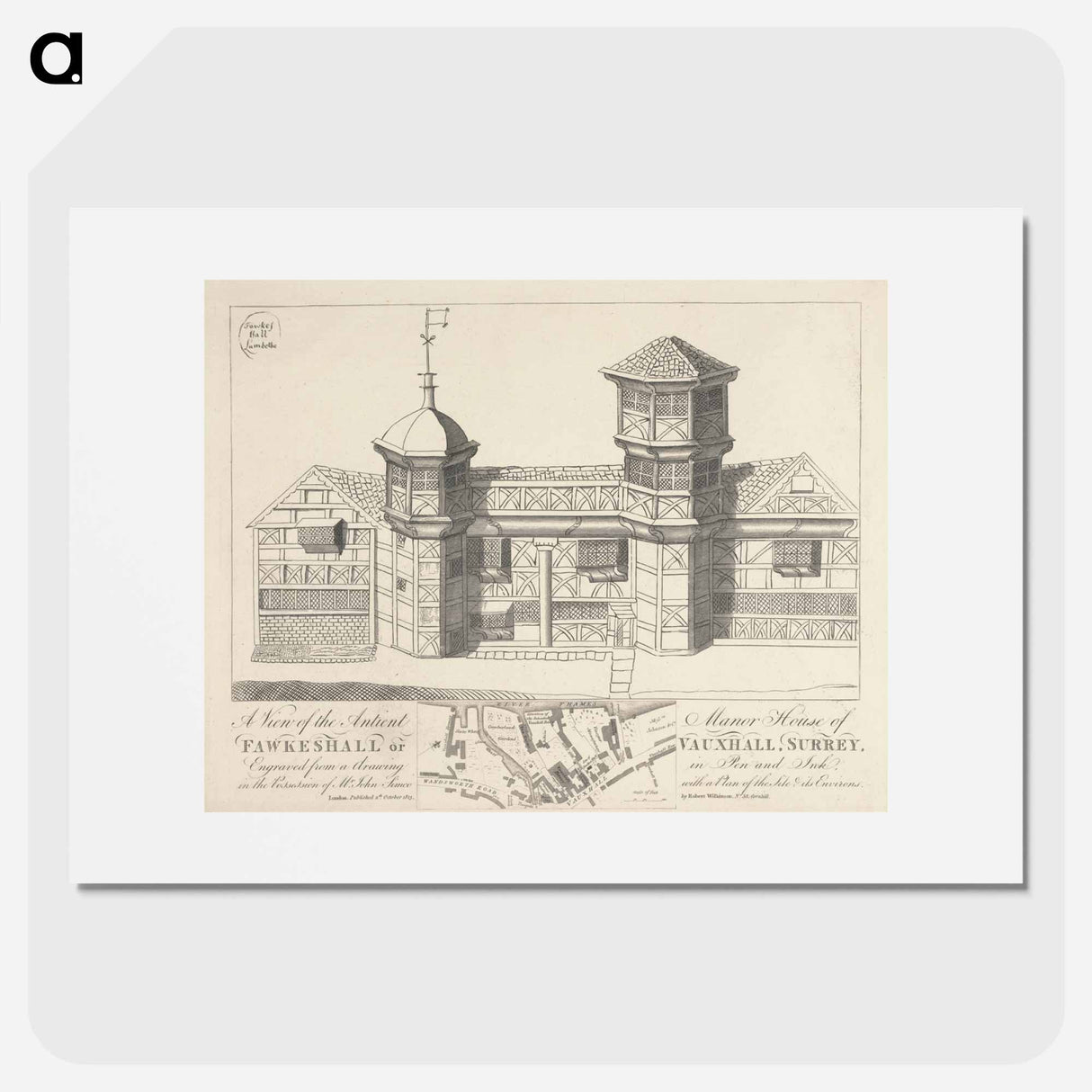 アートポスター-A View of the Antient Manor House of Fawkeshall or Vauxhall, Surrey
- イェール大学アートギャラリー Poster.