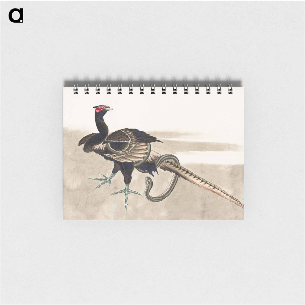 Pheasant and Snake - 葛飾 北斎 Memo.