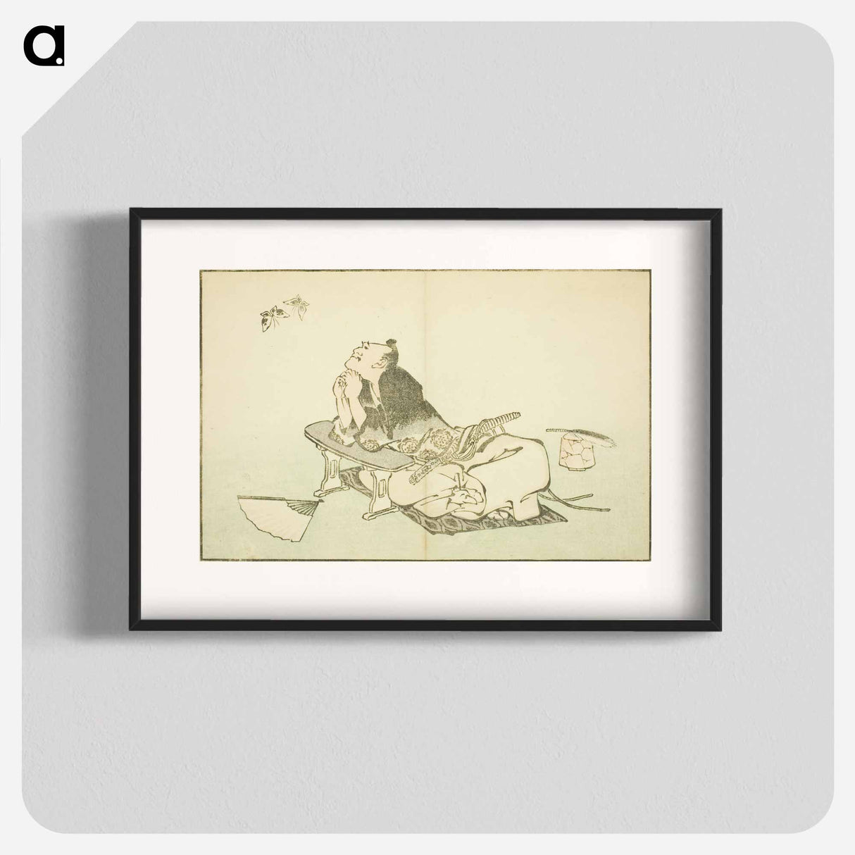 アートポスター-A Philosopher Watching a Pair of Butterflies - 葛飾 北斎 Poster.