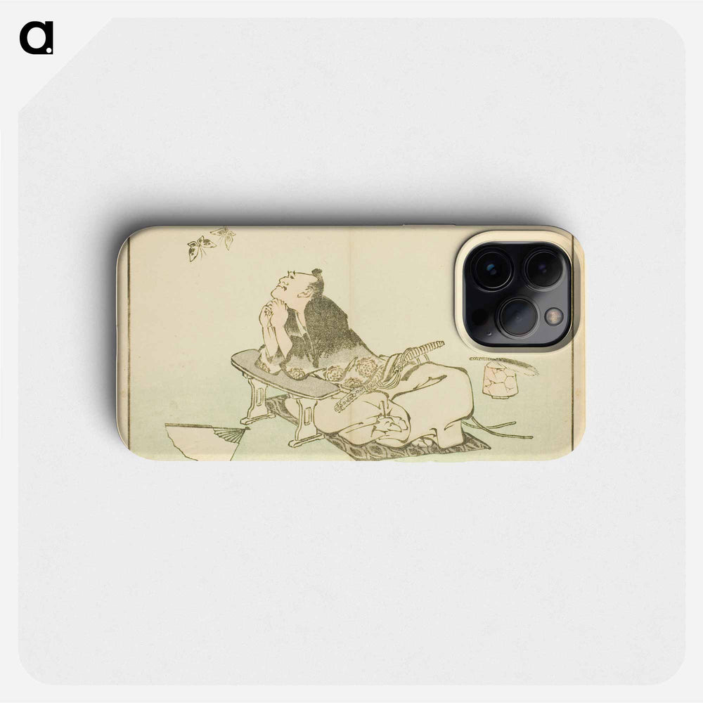 A Philosopher Watching a Pair of Butterflies - Katsushika Hokusai Phone Case.