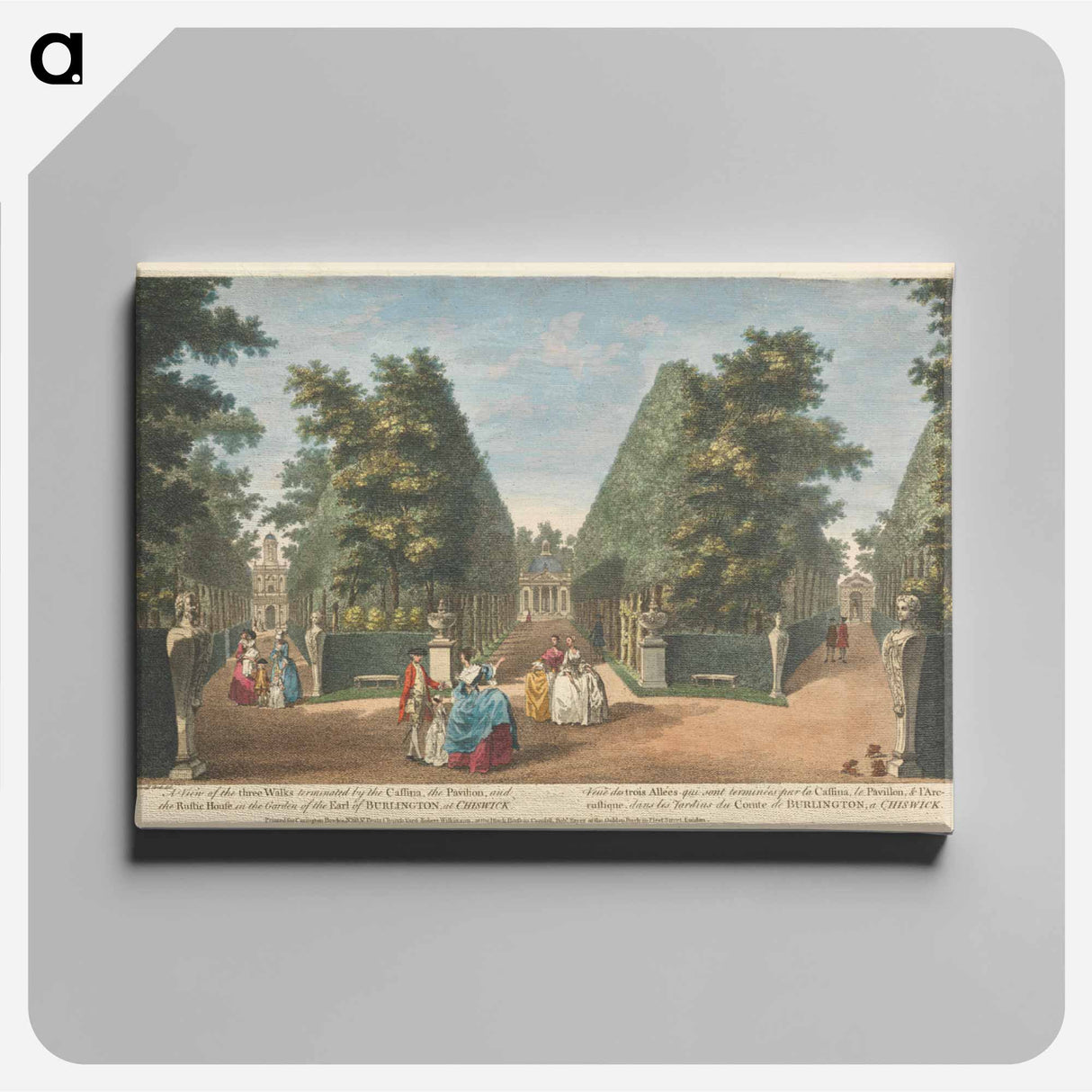 アートパネル-A View of the Three Walks terminated by the Cassina, the Pavilion, and the Rustic House in the Garden of the Earl of Burlington, at Chiswick
- イェール大学アートギャラリー Canvas.