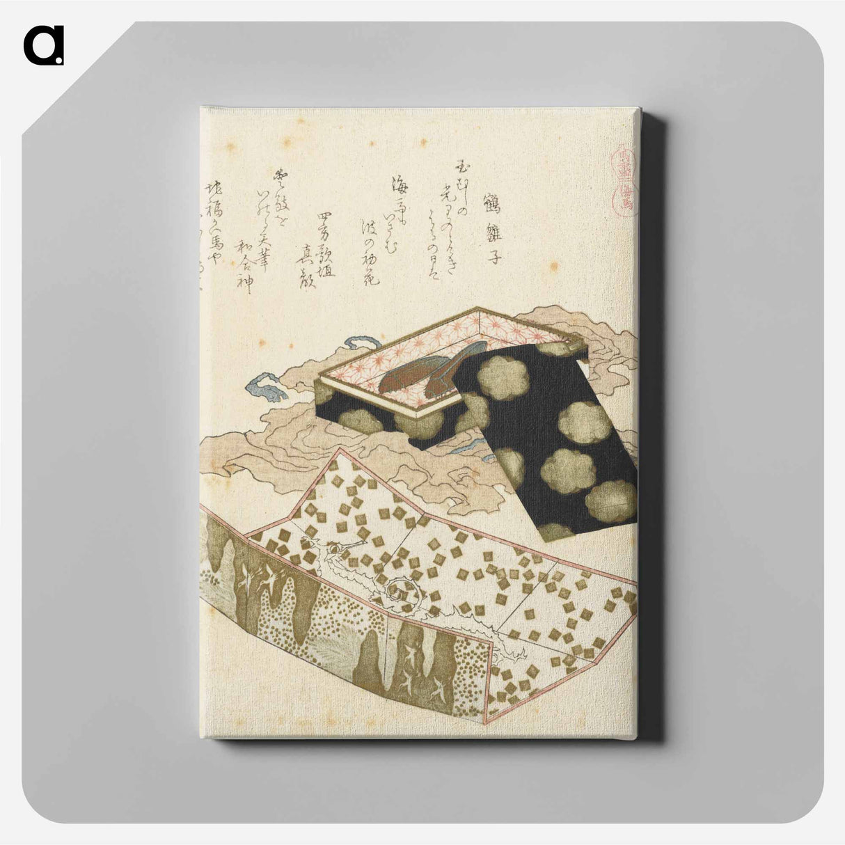 アートパネル-A comparison of Genroku poems and shells - 葛飾 北斎 Canvas.