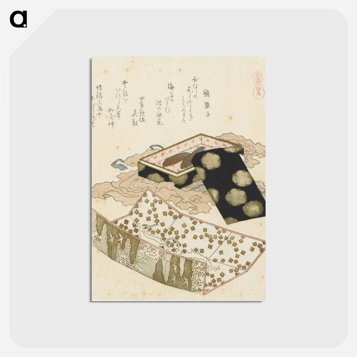 アートポストカード-A comparison of Genroku poems and shells - 葛飾 北斎 Postcard.