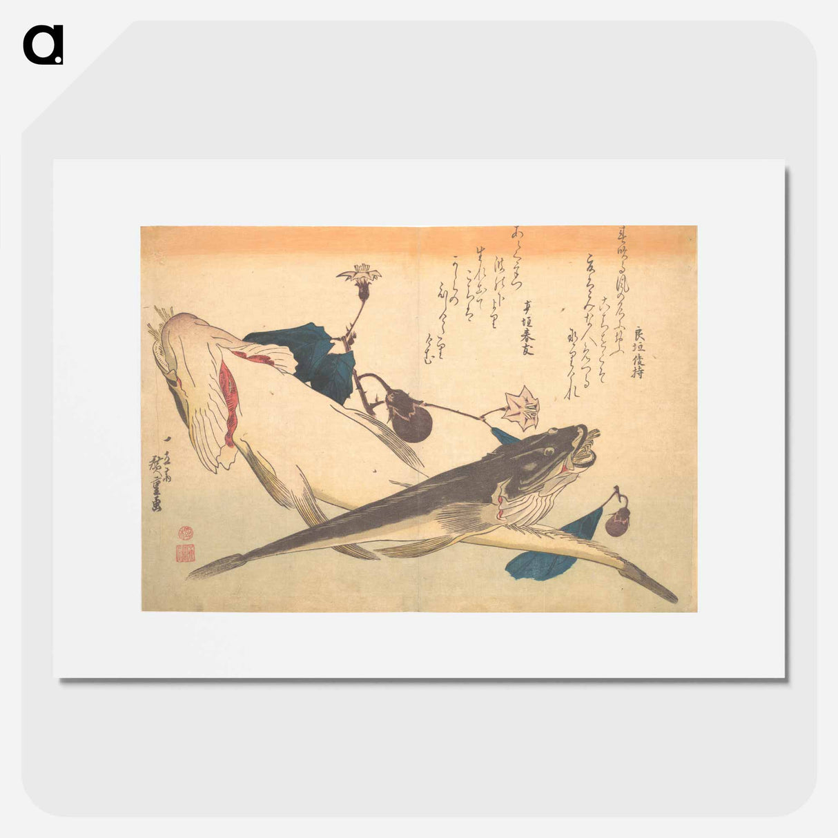 Kochi Fish with Eggplant, from the series Uozukushi (Every Variety of Fish)
- 歌川 広重 Poster.