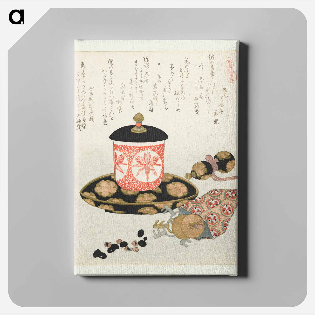 アートパネル-A comparison of Genroku poems and shells - 葛飾 北斎 Canvas.