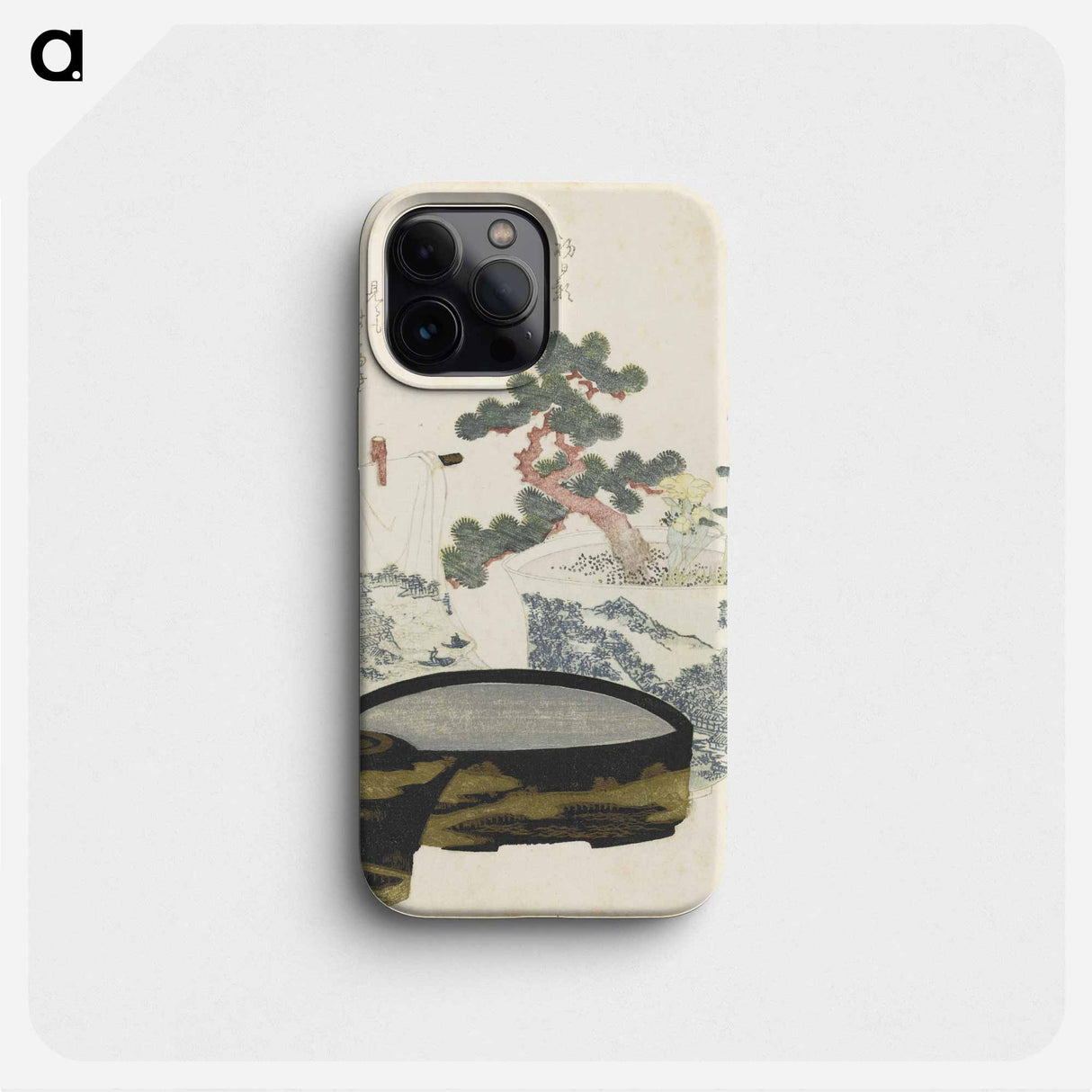 松の盆栽と南天などの正月摺物(静物) - 葛飾 北斎 Phone Case.