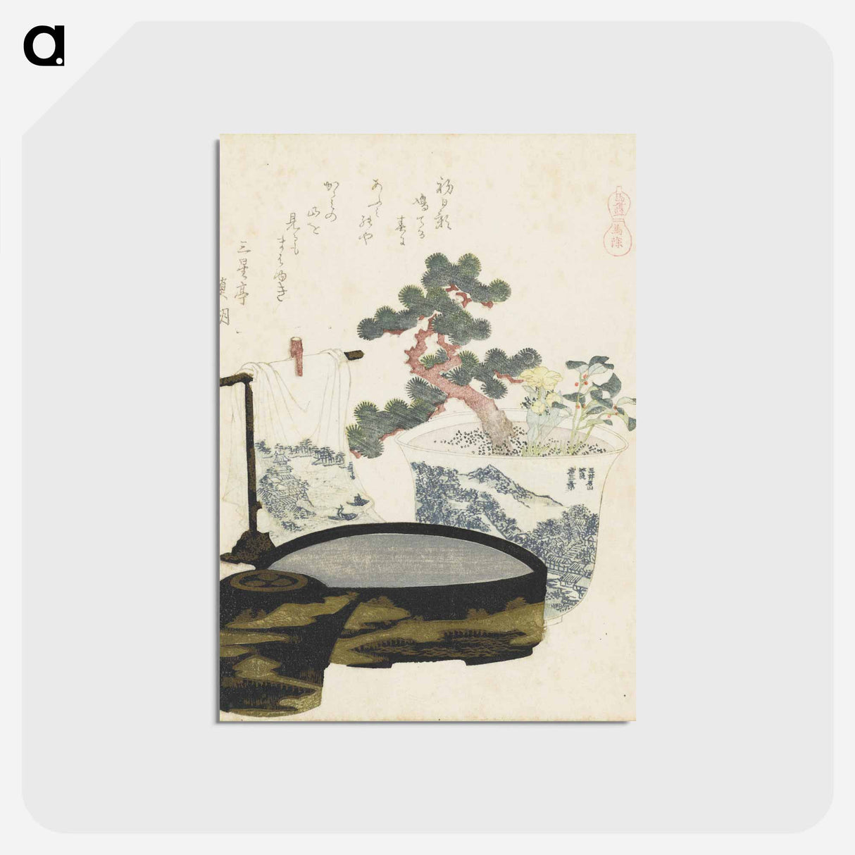 アートポストカード-A comparison of Genroku poems and shells - 葛飾 北斎 Postcard.