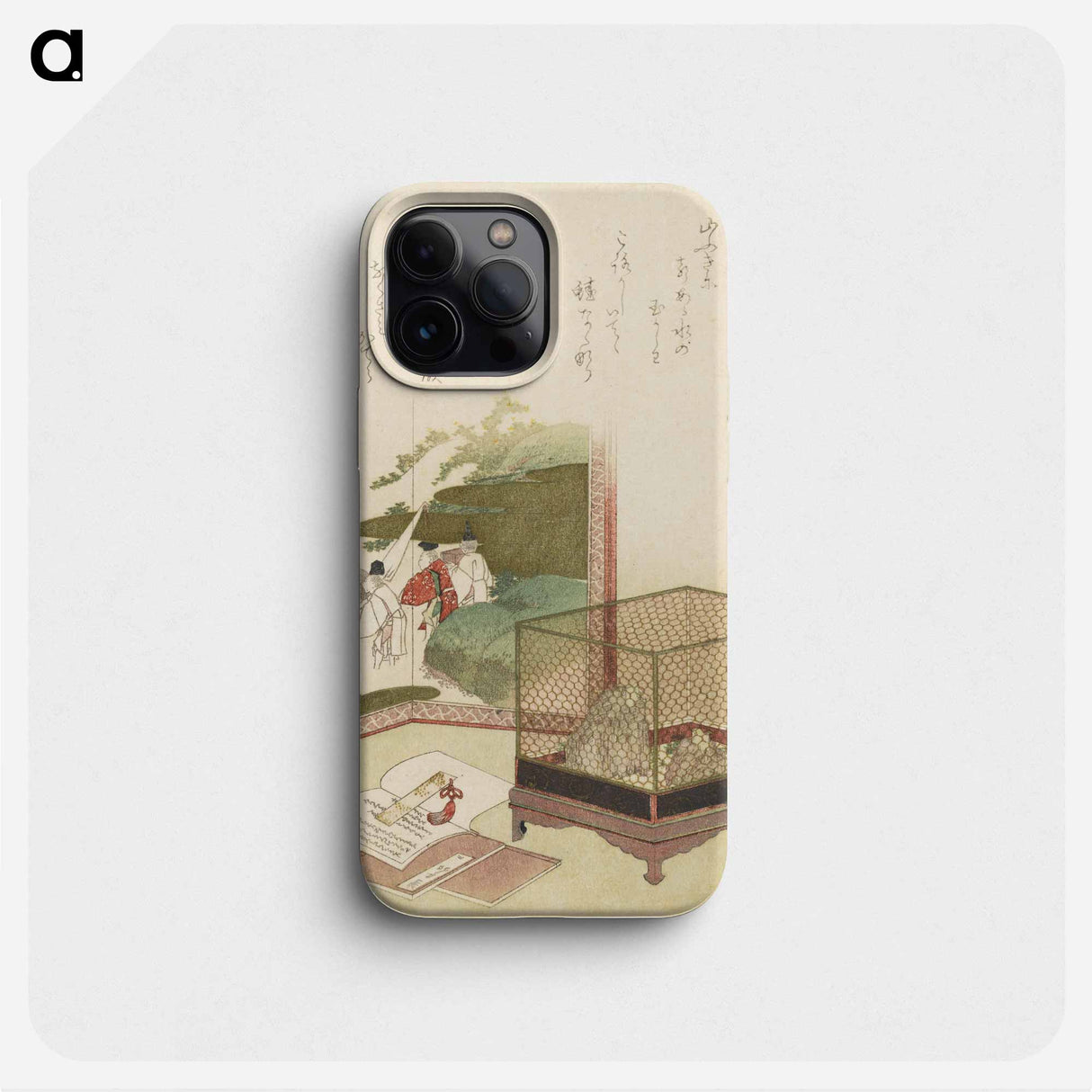 元禄歌仙貝合(屏風と器物を配した摺物) - 葛飾 北斎 Phone Case.