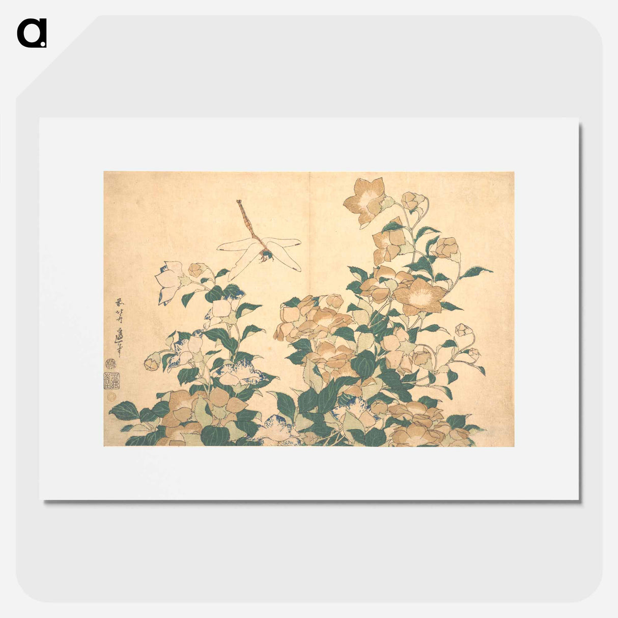 アートポスター-Hokusai's dragonfly and bellflower - 葛飾 北斎 Poster.