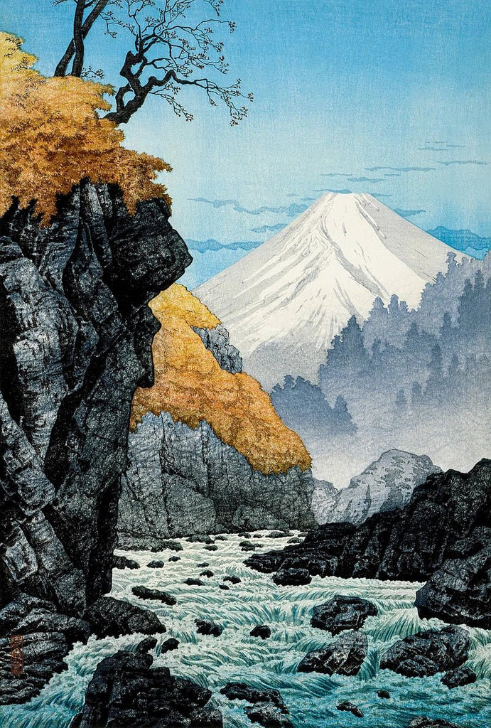 【真作】絵画　高橋新三郎　日本画　長生橋　清雅な風景画　箱・黄袋入　W121 真作】絵画 高橋新三郎 日本画 長生橋 清雅な風景画 箱・黄袋入
