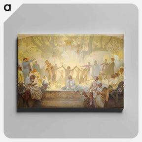 アートパネル-The Oath of Omladina under the Slavic Linden Tree - アルフォンス ミュシャ Canvas.