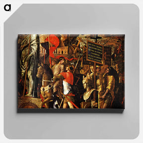 アートパネル-Captured statues and siege equipment, a representation of a captured City and inscriptions (Triumph of Caesar) - アンドレア マンテーニャ Canvas.