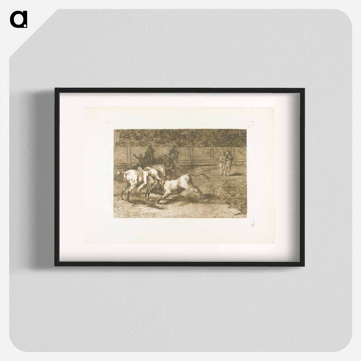 Mariano Ceballos, alias the Indian, kills the bull from his horse - Francisco de Goya Poster.