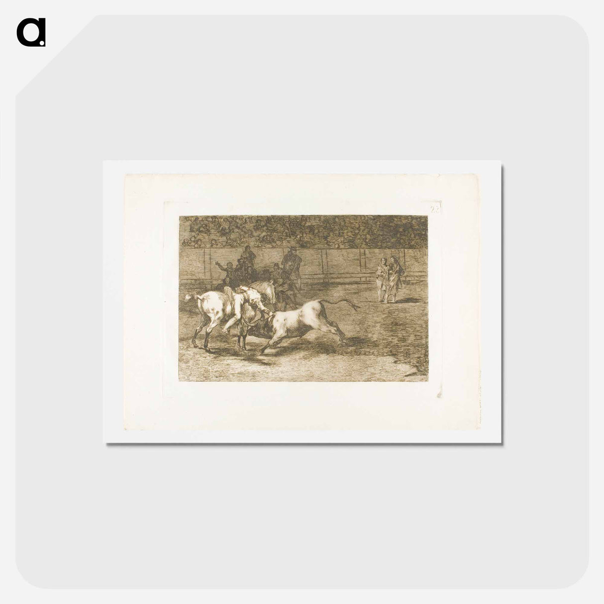 アートポストカード-Mariano Ceballos, alias the Indian, kills the bull from his horse - フランシスコ デ ゴヤ Postcard.