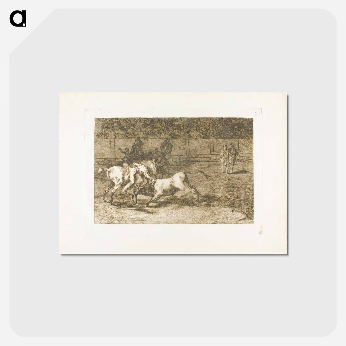 アートポストカード-Mariano Ceballos, alias the Indian, kills the bull from his horse - フランシスコ デ ゴヤ Postcard.