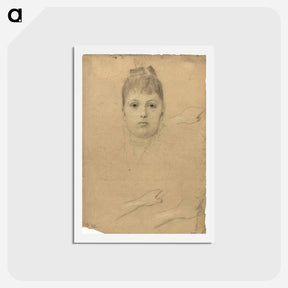 アートポストカード-Portrait of a lady and three hand studies - グスタフ クリムト Postcard.