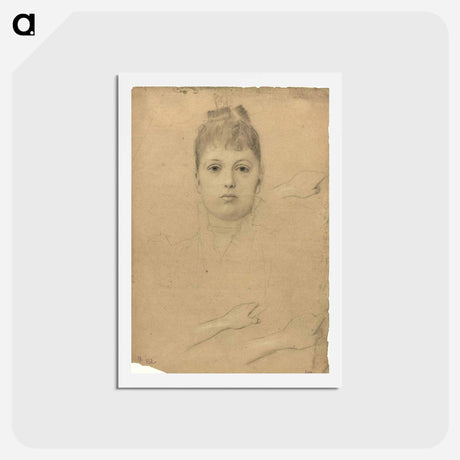 アートポストカード-Portrait of a lady and three hand studies - グスタフ クリムト Postcard.