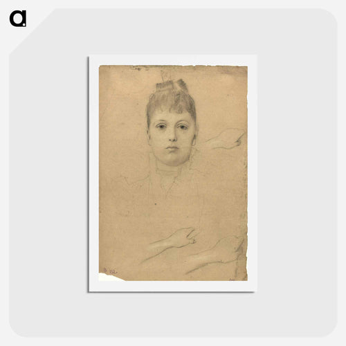 Portrait of a lady and three hand studies - グスタフ クリムト Postcard.