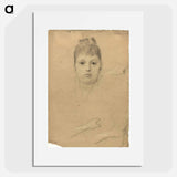 Portrait of a lady and three hand studies - グスタフ クリムト Poster.