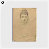 アートポストカード-Portrait of a lady and three hand studies - グスタフ クリムト Postcard.