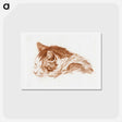 アートポストカード-Head of a sleeping cat - ジャン ベルナール Postcard.