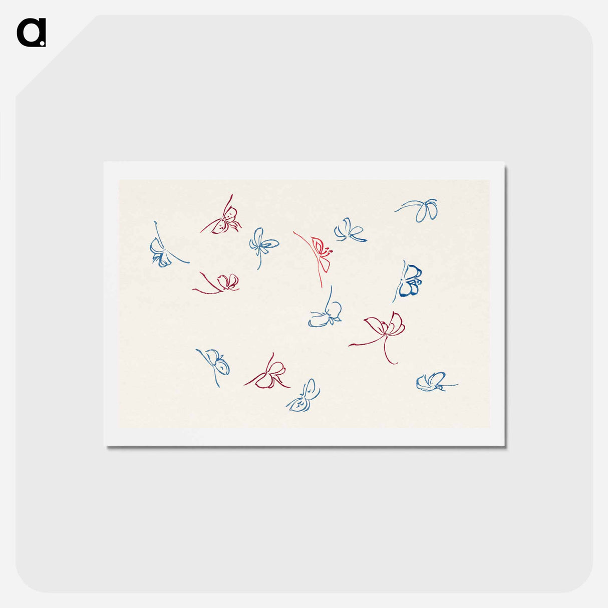 アートポストカード-Vintage butterfly - 神坂 雪佳 Postcard.