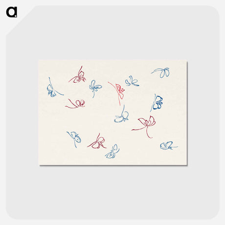 アートポストカード-Vintage butterfly - 神坂 雪佳 Postcard.