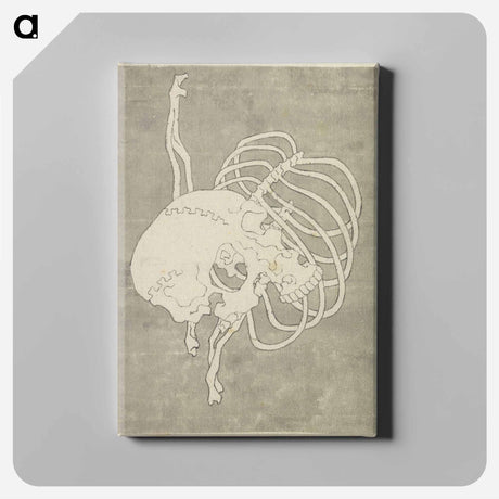 アートパネル-Hokusai's Skull Rib Cage Macabre - 葛飾 北斎 Canvas.