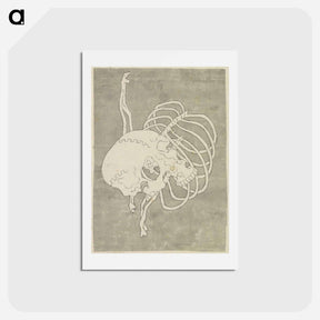 アートポストカード-Hokusai's Skull Rib Cage Macabre - 葛飾 北斎 Postcard.