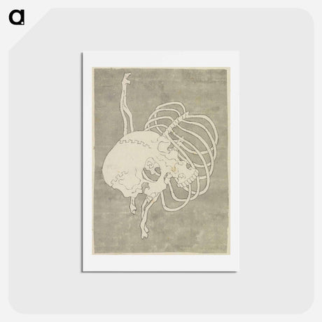 アートポストカード-Hokusai's Skull Rib Cage Macabre - 葛飾 北斎 Postcard.