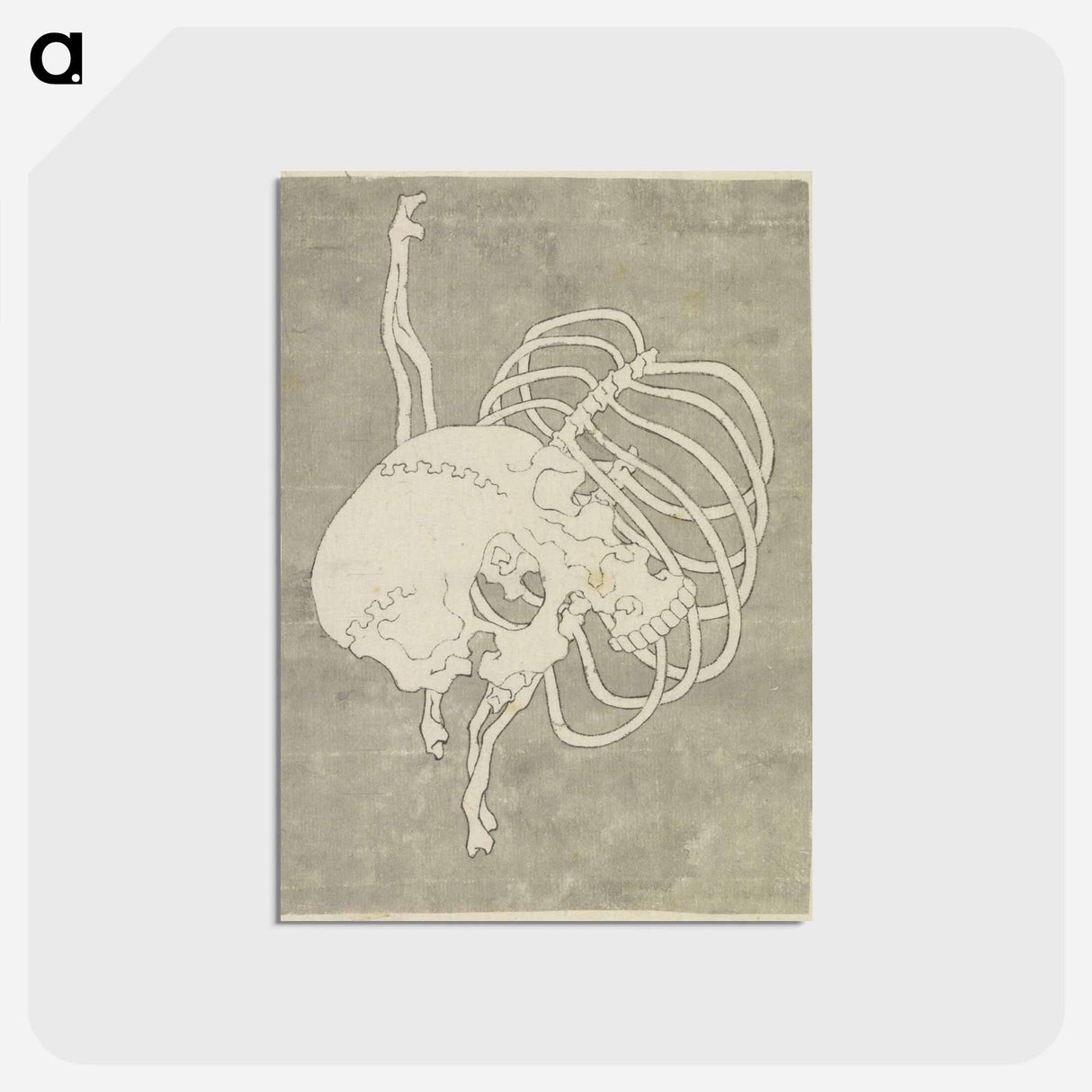 アートポストカード-Hokusai's Skull Rib Cage Macabre - 葛飾 北斎 Postcard.