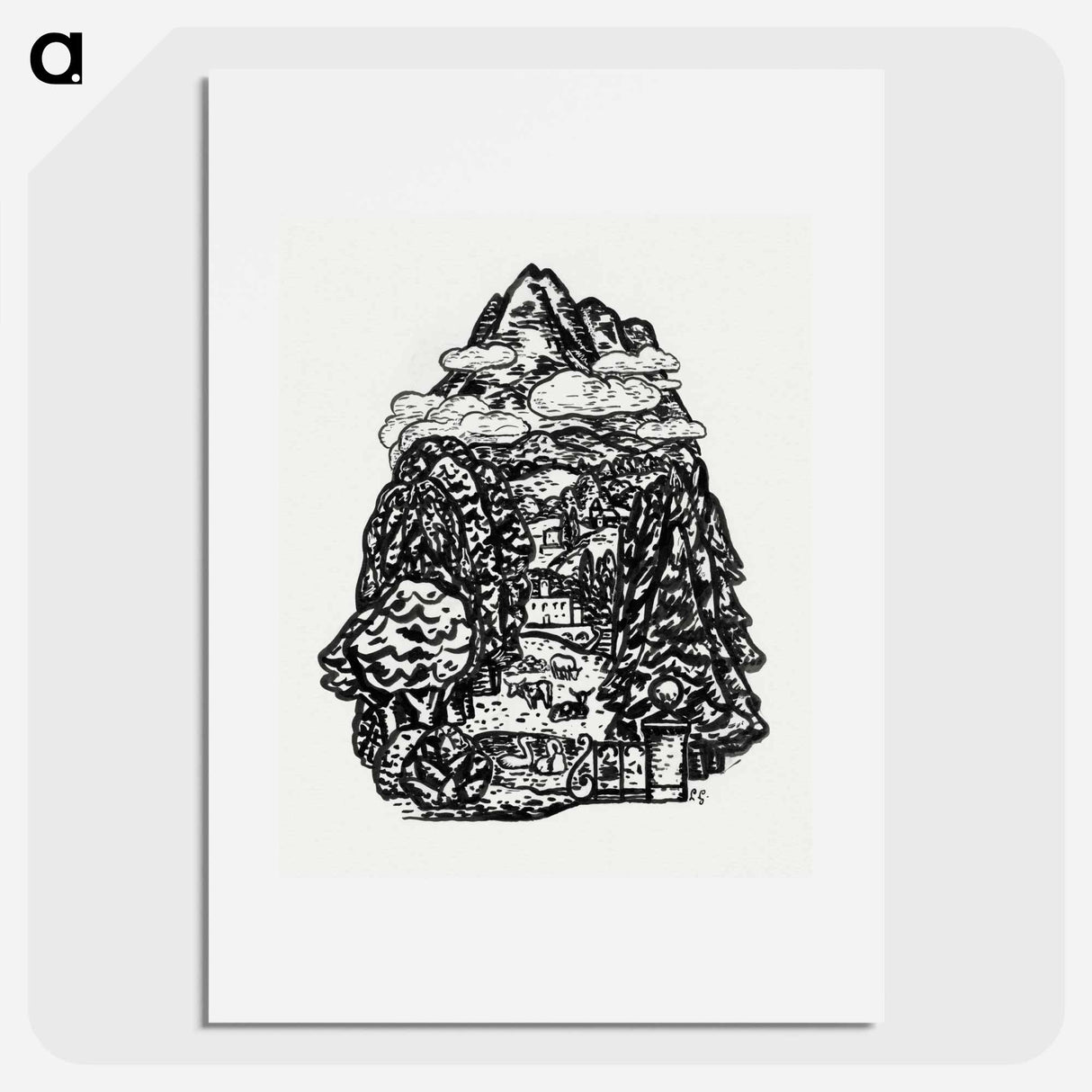 Mountain landscape - レオ ヘステル Poster.