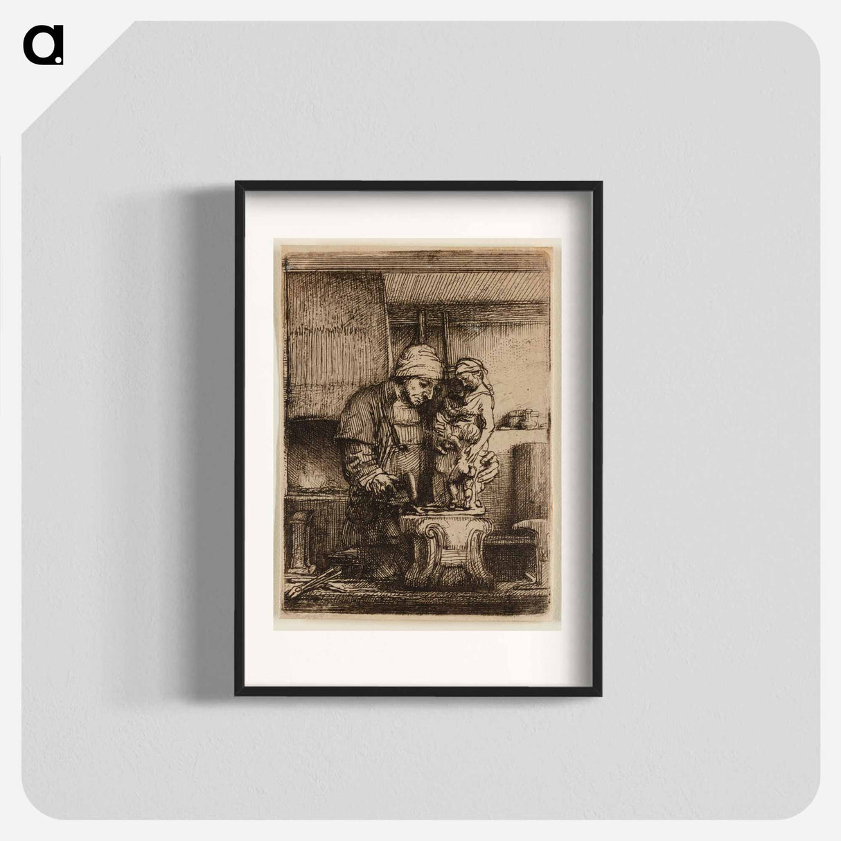 Rembrandt van Rijn's male figure in workshop - Rembrandt van Rijn Poster.