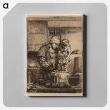 Rembrandt van Rijn's male figure in workshop - Rembrandt van Rijn Canvas.