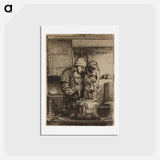 アートポストカード-Rembrandt van Rijn's male figure in workshop - レンブラント ファン レイン Postcard.
