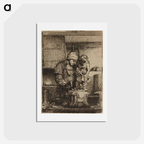 アートポストカード-Rembrandt van Rijn's male figure in workshop - レンブラント ファン レイン Postcard.