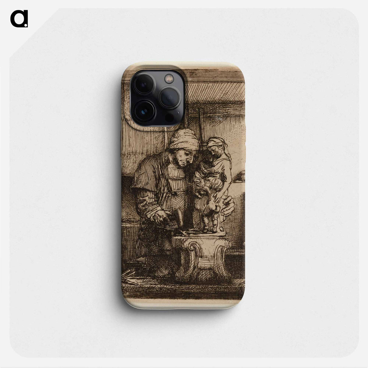 Rembrandt van Rijn's male figure in workshop - Rembrandt van Rijn Phone Case.