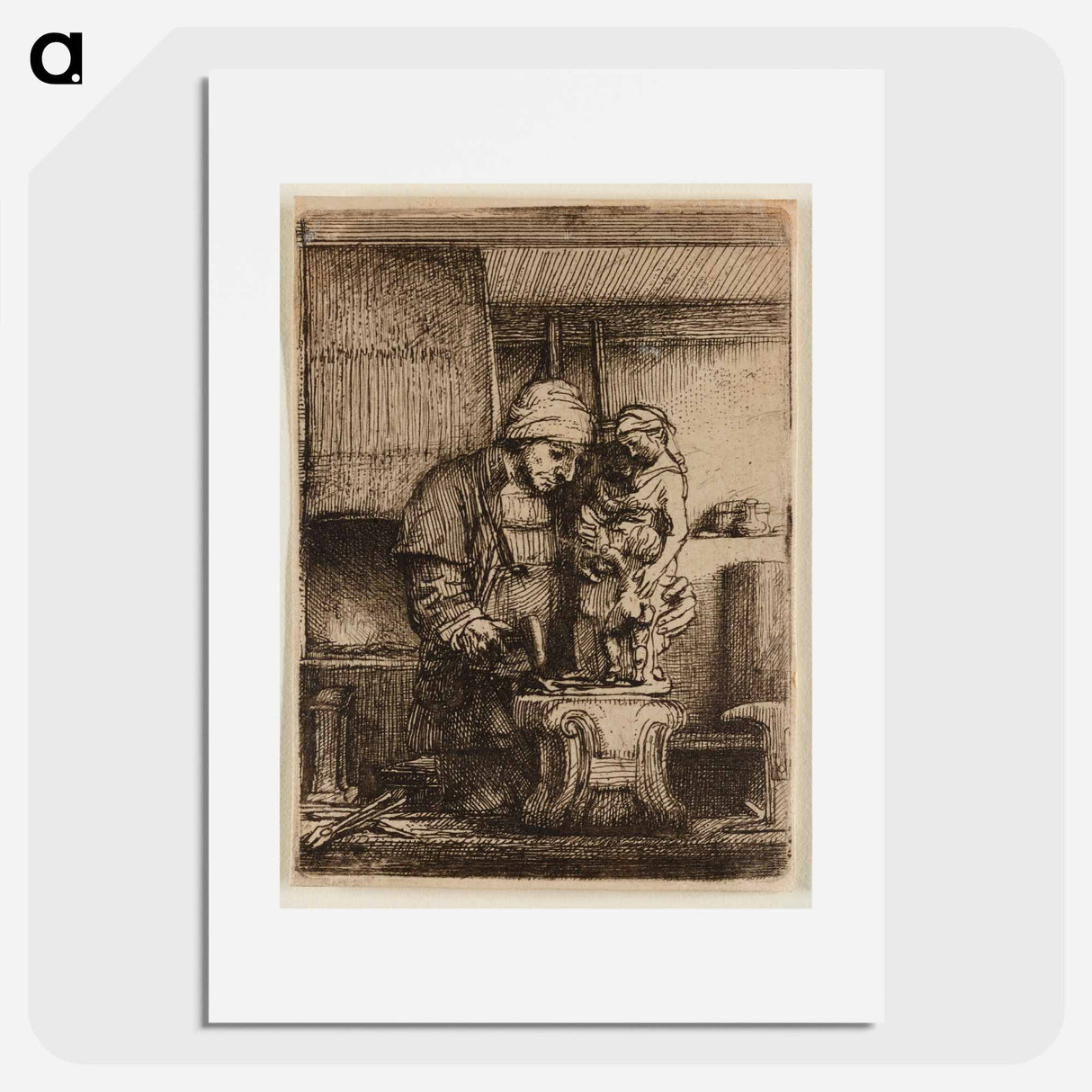 Rembrandt van Rijn's male figure in workshop - Rembrandt van Rijn Poster.