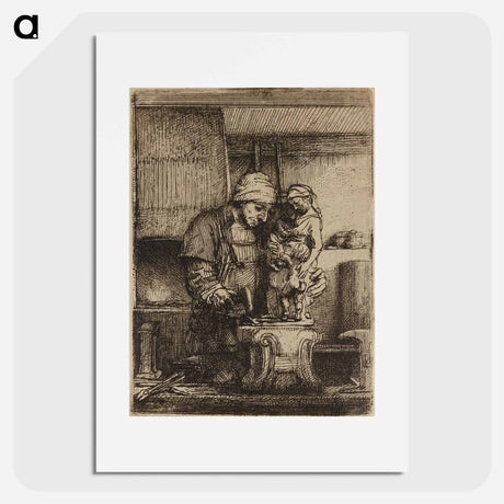 アートポスター-Rembrandt van Rijn's male figure in workshop - レンブラント ファン レイン Poster.