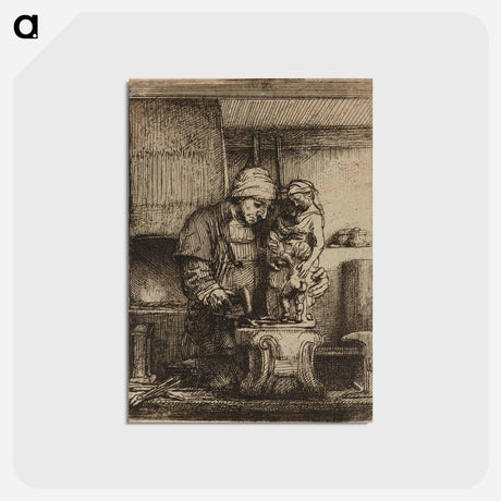 アートポストカード-Rembrandt van Rijn's male figure in workshop - レンブラント ファン レイン Postcard.