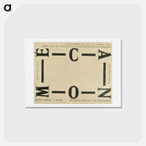 アートポストカード-Cover fo "In Mechanism" - テオ ファン ドゥースブルフ Postcard.