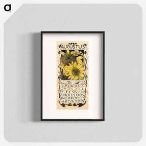アートポスター-Kalenderblad augustus met zonnebloemen - テオ ヴァン ホイテマ Poster.