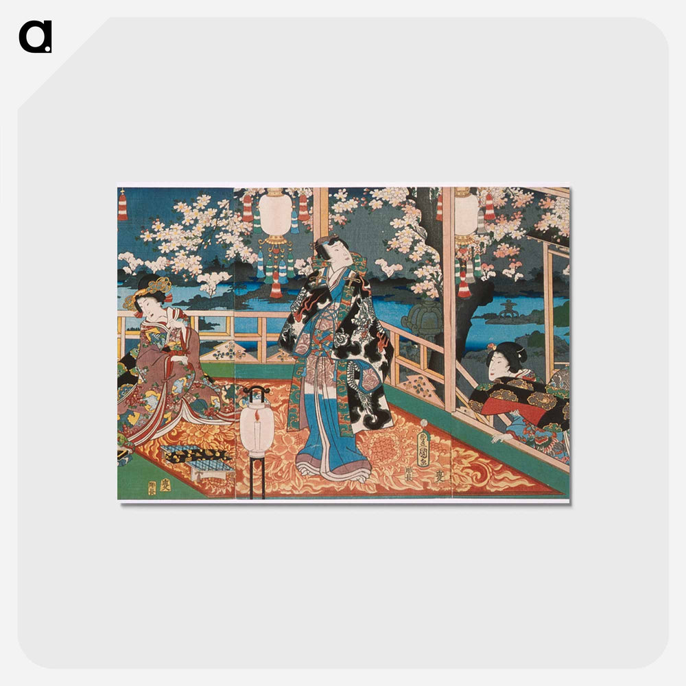 アートポストカード-Night Visage of the Flower Genji
 - 歌川 国貞 Postcard.