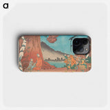 Concise Illustrated Biography of Monk Nichiren: Rock Suspended by the Power of Prayer on Komuro Mountain by Utagawa Kuniyoshi - 歌川 国芳 Phone Case.