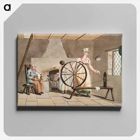 アートパネル-Illustration of woman spinning - 19世紀のヨークシャー Canvas.