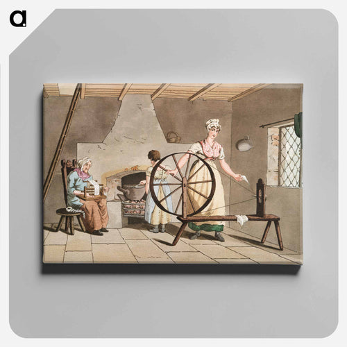 Illustration of woman spinning - 19世紀のヨークシャー Canvas.