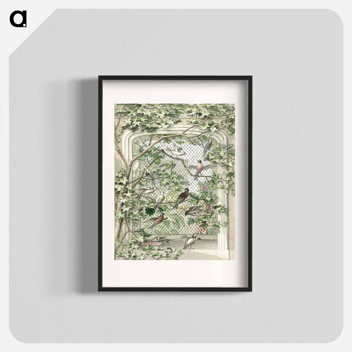 Aviary with fourteen birds - アールト シューマン Poster.