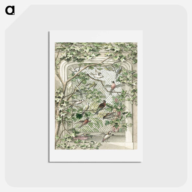 アートポストカード-Aviary with fourteen birds - アールト シューマン Postcard.