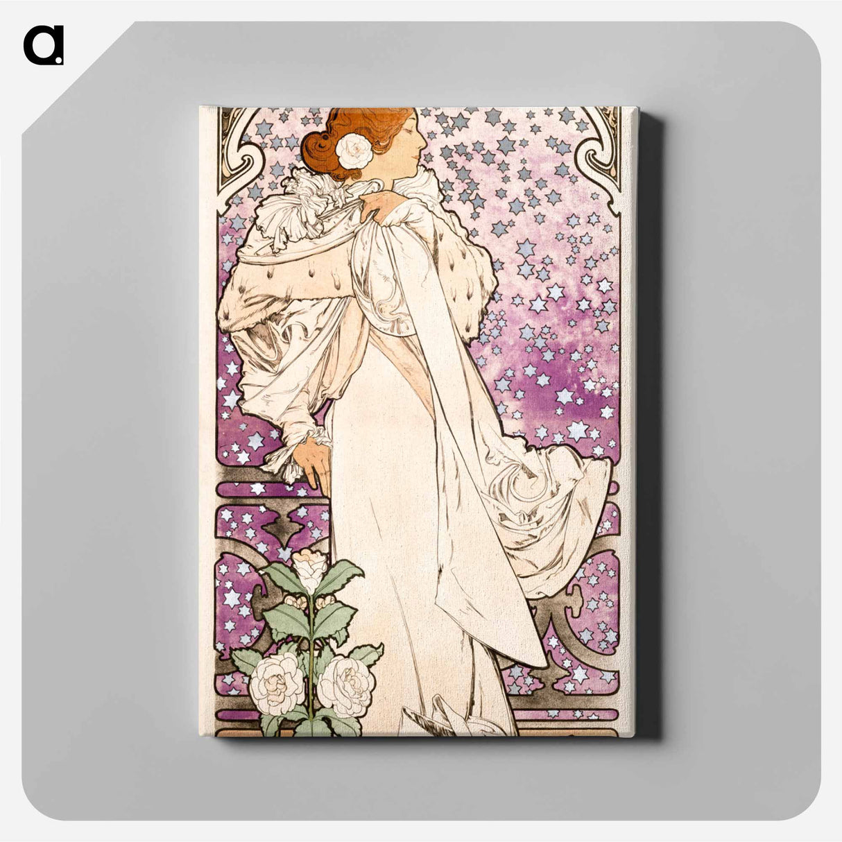 La dame, aux camelias - Alphonse Mucha Canvas.