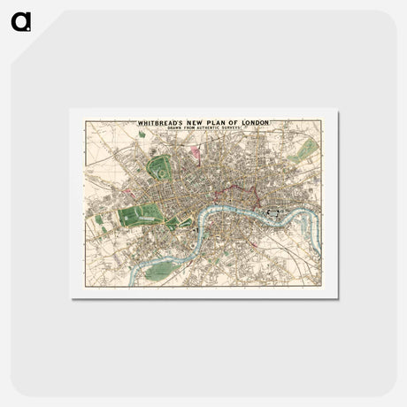 アートポストカード-Whitbread's new plan of London - アンティーク地図 Postcard.
